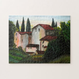 Casa de Pueblo Dibujo Tuscany italien Countryside Pussel