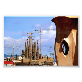Casa Mila Sagrada Familia Barcelona Spanien Fototryck