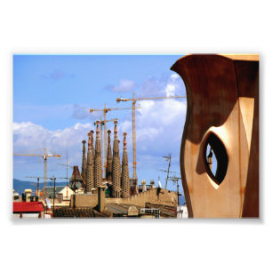 Casa Mila Sagrada Familia Barcelona Spanien Fototryck