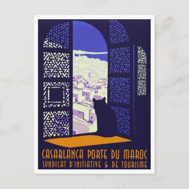 Casablaca Marockos turistresa Retro Inspired Vykort (Framsida)