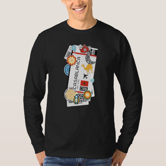 Casablanca Biljett-boardingkortet Flygplan Morroco T Shirt (Framsida)