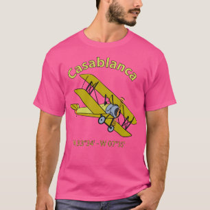 Casablanca Flight Coordinates Aviator T Shirt