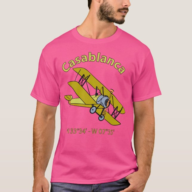 Casablanca Flight Coordinates Aviator T Shirt (Framsida)