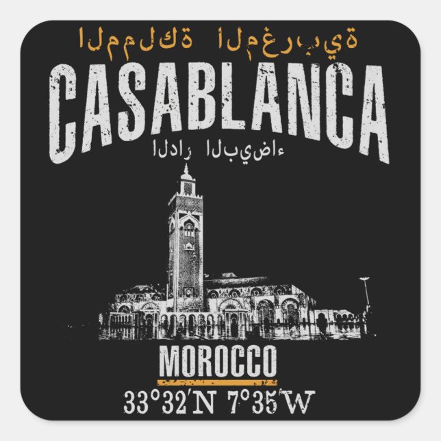 Casablanca Fyrkantigt Klistermärke (Framsida)