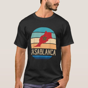 Casablanca Karta Marocko Afrika Port City Moroccan T Shirt