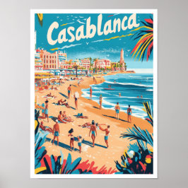 Casablanca Marocko Art Vintage resor Illustration Poster
