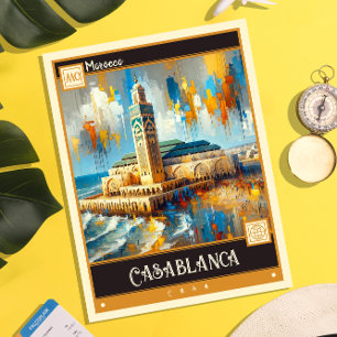 Casablanca, Marocko   Måla Vintage Vykort