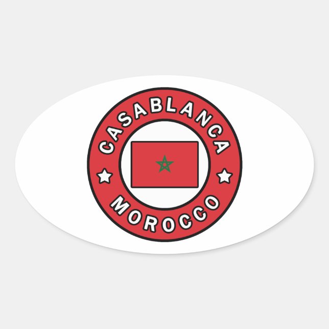 Casablanca Marocko Ovalt Klistermärke (Framsida)