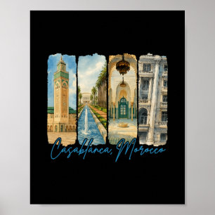 Casablanca Marocko Resa Tripp Penseldrag Souv Poster