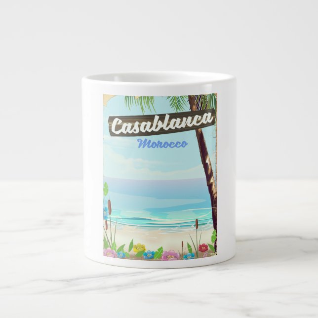 Casablanca Marocko, romantisk vintageaffisch Jumbo Mugg (Framsidan)