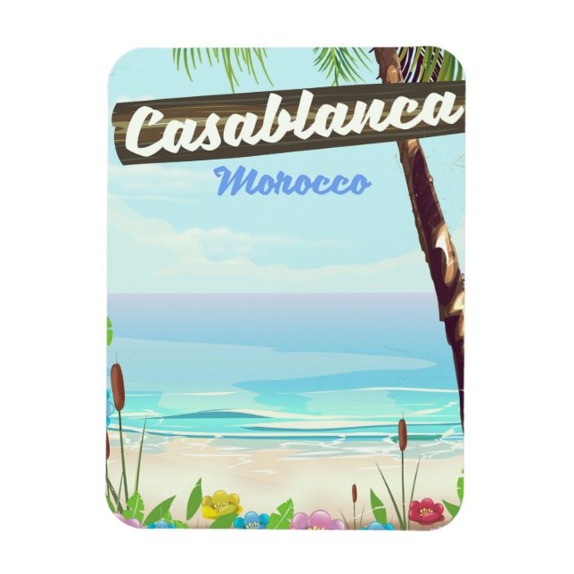 Casablanca Marocko, romantisk vintageaffisch Magnet (Vertikal)