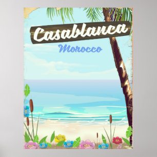 Casablanca Marocko, romantiskt vintage affisch