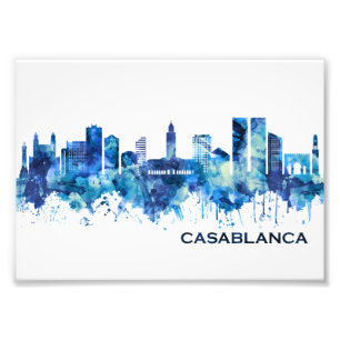 Casablanca Marocko Skyline Blue Fototryck