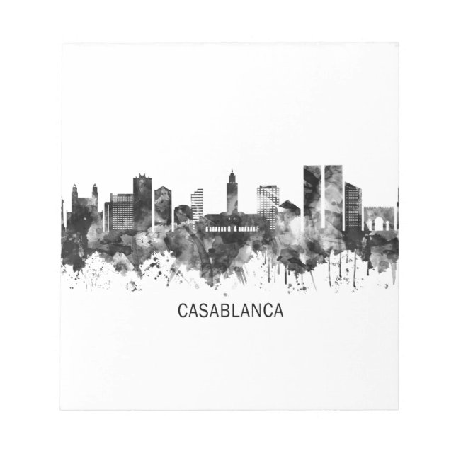 Casablanca Marocko Skyline BW Anteckningsblock (Framsida)