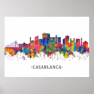 Casablanca Marocko Skyline Poster