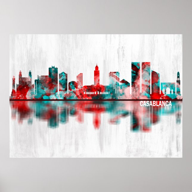 Casablanca Marocko Skyline Poster (Framsidan)