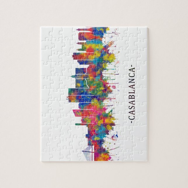 Casablanca Marocko Skyline Pussel (Vertikal)