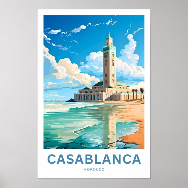 Casablanca Marocko Travel Skriv ut Poster (Framsidan)