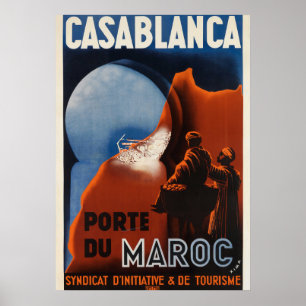 Casablanca Marocko Vintage fransk reseposters Poster