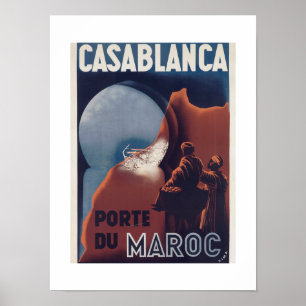 Casablanca Marocko Vintage fransk reseposters Poster