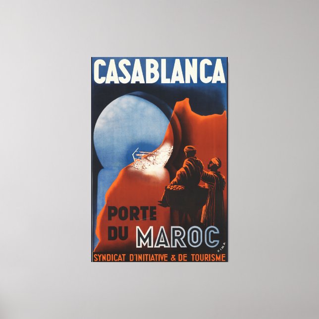 Casablanca Marocko Vintage resor Poster Canvastryck (Framsida)