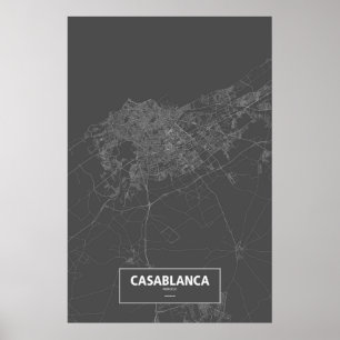 Casablanca, Marocko (vit på svart) Poster