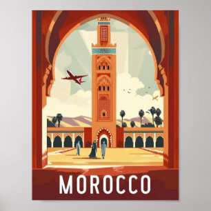 Casablanca Marockos Vintage Berömd Travel Ställe Poster