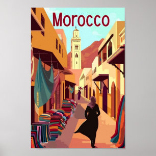 Casablanca Marockos Vintage Berömd Travel Ställe Poster