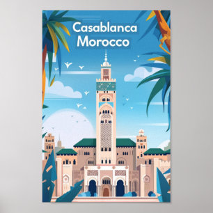 Casablanca Marockos Vintage Berömd Travel Ställe Poster