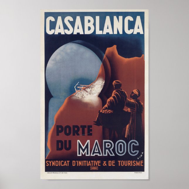 Casablanca Marockos Vintage Fransk Travel Poster (Framsidan)