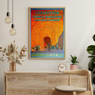 Casablanca Marockos Vintage Fransk Travel Poster
