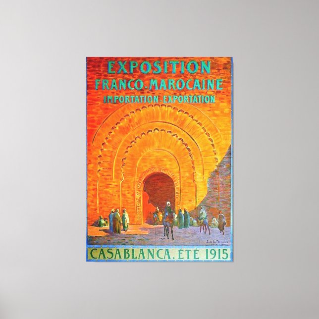 Casablanca Marockos Vintage Fransk Travel Poster Canvastryck (Framsida)