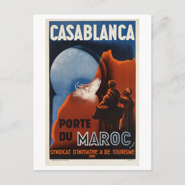 Casablanca Marockos Vintage Inspired Vykort (Framsida)