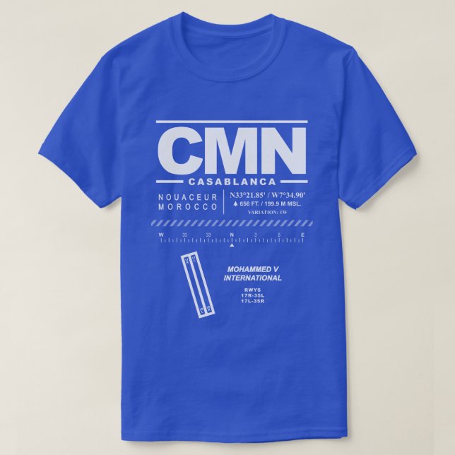 Casablanca Mohammed V Intl Airport CMN T-Shirt (Design framsida)