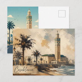 Casablanca Morocco Vector-Hassan 2 mosque Vykort