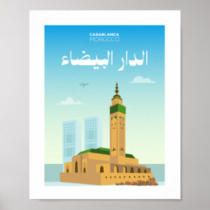 Casablanca Stad Marocko Illustration Poster