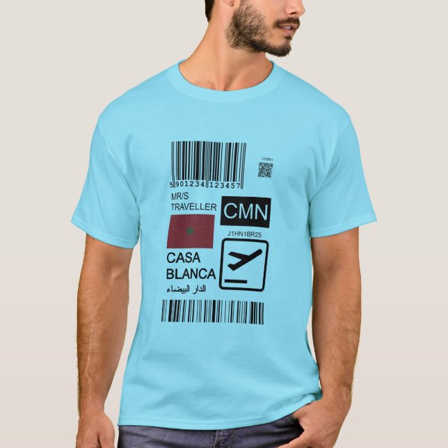 Casablanca travel ticket t shirt (Framsida)