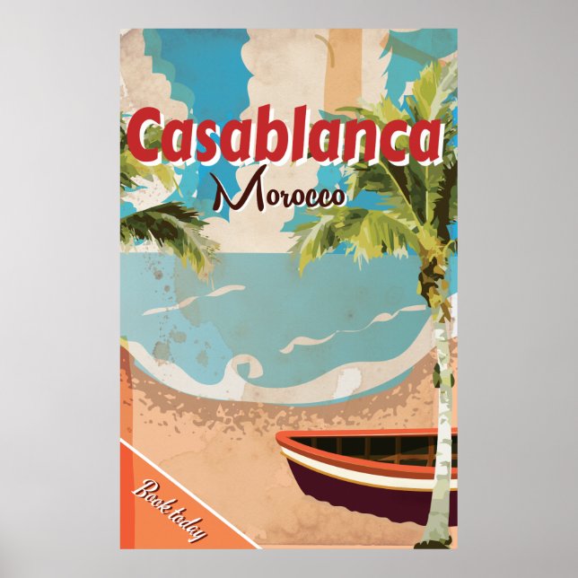 Casablanca Vintage Resemålningaffisch Poster (Framsidan)