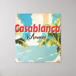 Casablanca Vintage resor poster svart och vitt Canvastryck