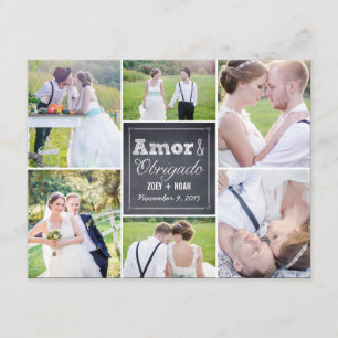 Casamento Collage riscado cartões de agradecimento Inbjudningar