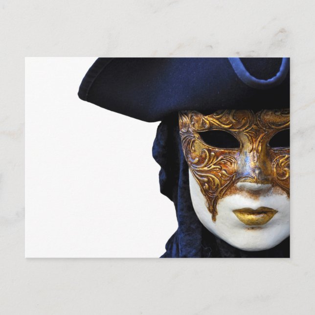 Casanova Venice Carnival Theater Mask Postcard Vykort (Framsida)