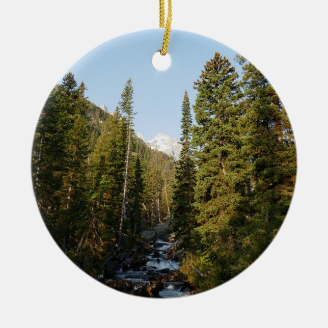 Cascade Creek vid Grand Teton Julgransprydnad Keramik (Framsidan)