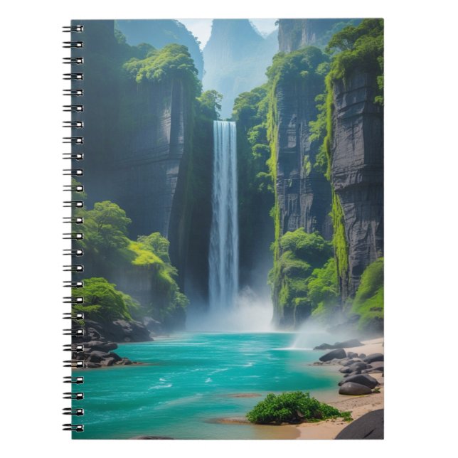Cascade Dreams - Waterfall-Inspired Anteckningsbok (Framsidan)