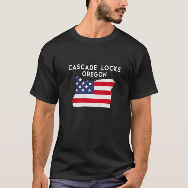 Cascade Locks Oregon USA: USA: USA:s Travel Oreg T Shirt (Framsida)