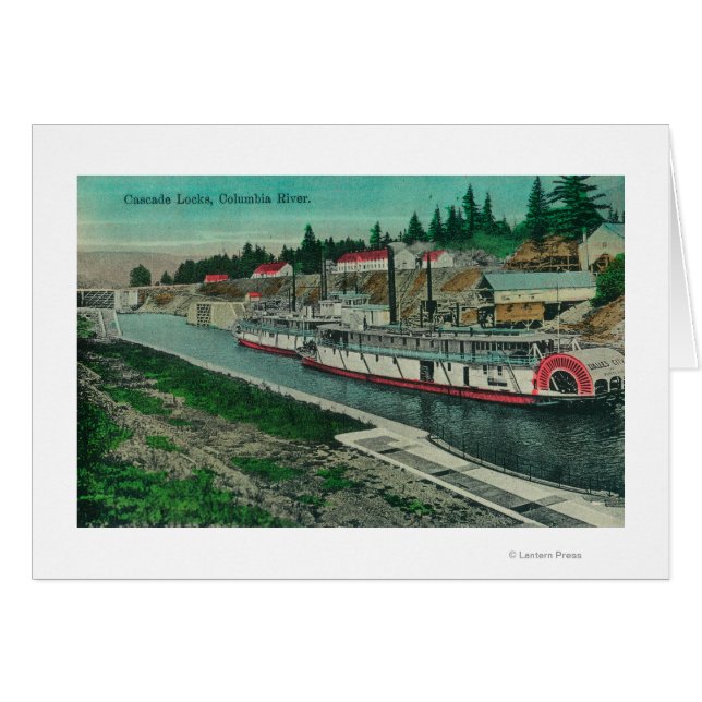 Cascade Locks på Columbia River Hälsningskort (Framsidan Horizontal)