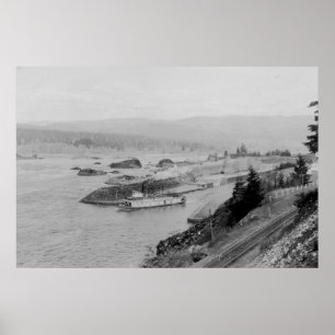 Cascade Locks på Columbia River Photograph Poster