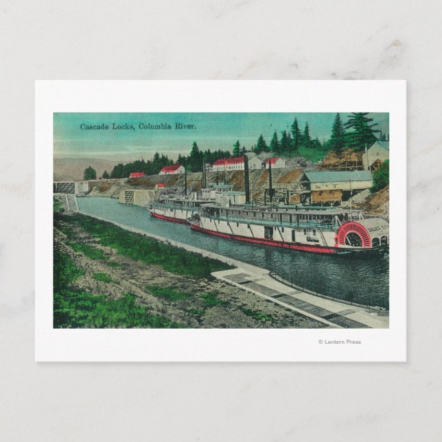 Cascade Locks på Columbia River Vykort (Framsida)