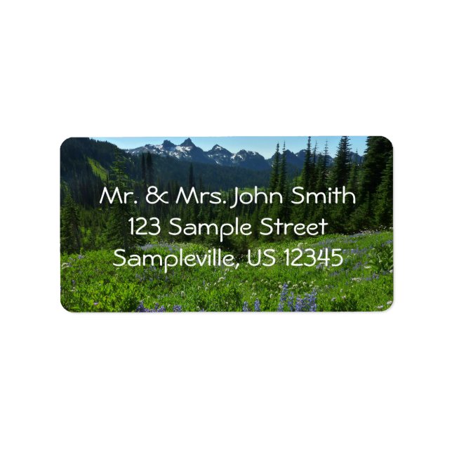 Cascade Range från berget Rainier nationalpark Adressetikett (Framsidan)