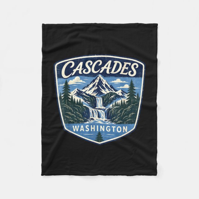 Cascades washington berg vattenfall natur fleecefilt (Framsidan)