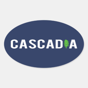 Cascadia träd ovalt klistermärke